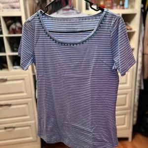 Talbots, Size XS, Light blue and white striped t-shirt